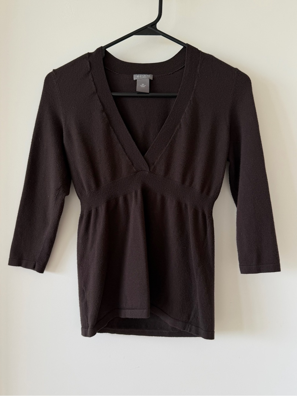 Ann Taylor Brown Empire Waist V-Neck Sweater Top XS